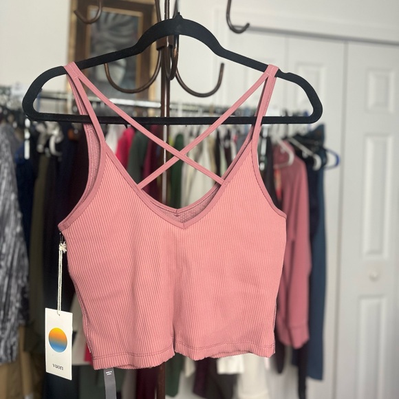 VUORI Women's Rib Crop Tank size large PINK NEW WITH TAGS - Picture 7 of 7